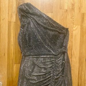 LIKE NEW One Shoulder Halston Metallic Knit Gown